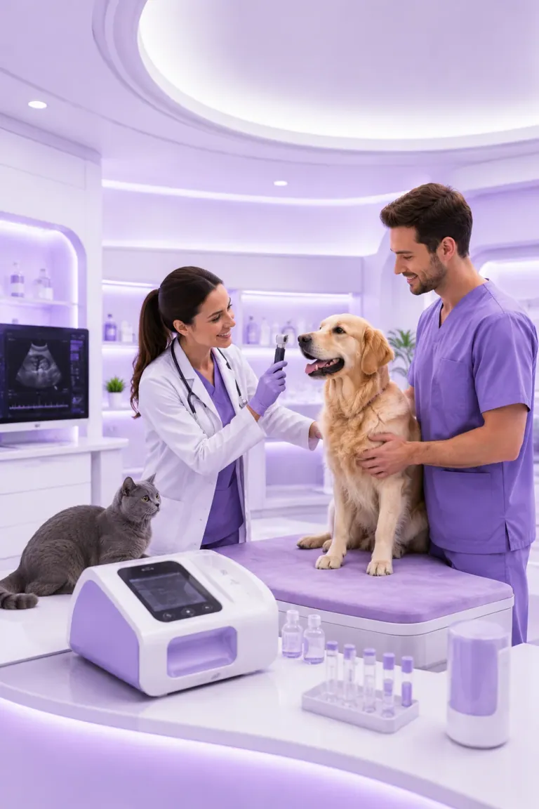 Profesionales utilizando equipos de la Línea Veterinaria